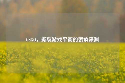 CSGO，撕裂游戏平衡的裂痕深渊