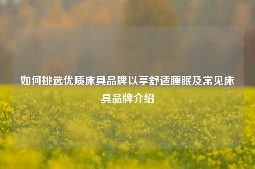 如何挑选优质床具品牌以享舒适睡眠及常见床具品牌介绍