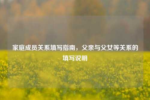 家庭成员关系填写指南,父亲与父女等关系的填写说明