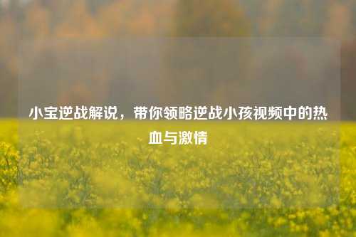 小宝逆战解说，带你领略逆战小孩视频中的热血与激情