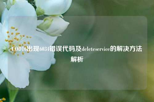 COD16出现6034错误代码及deleteservice的解决方法解析