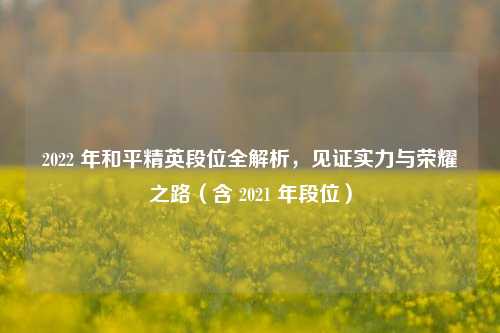 2022 年和平精英段位全解析,见证实力与荣耀之路(含 2021 年段位)