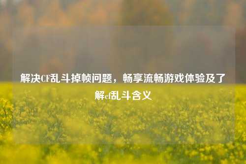 解决CF乱斗掉帧问题，畅享流畅游戏体验及了解cf乱斗含义