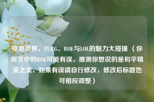 电竞世界，PUBG、ROE与LOL的魅力大碰撞 （你原文中的ROE可能有误，推测你想说的是和平精英之类，如果有误请自行修改，修改后标题也可相应调整）
