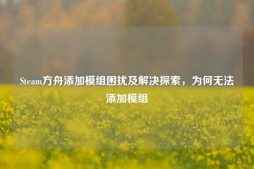 Steam方舟添加模组困扰及解决探索，为何无法添加模组
